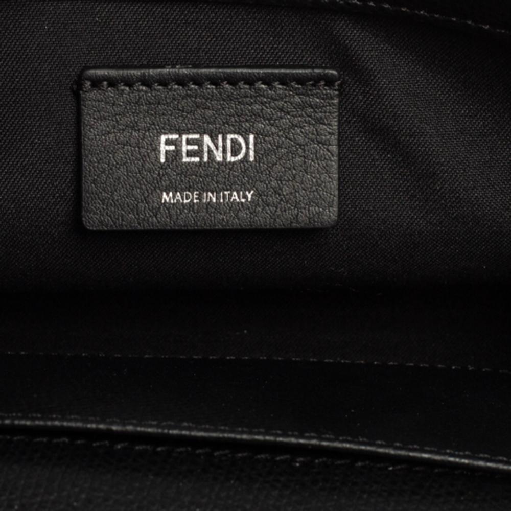 Fendi Black Leather Small Divisa F Wallet On Chain Clutch 5