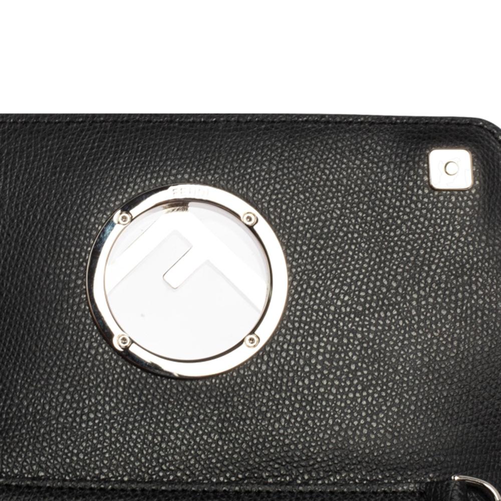 Fendi Black Leather Small Divisa F Wallet On Chain Clutch 6