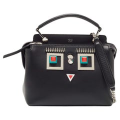 Fendi Black Leather Small Dotcom Shoulder Bag