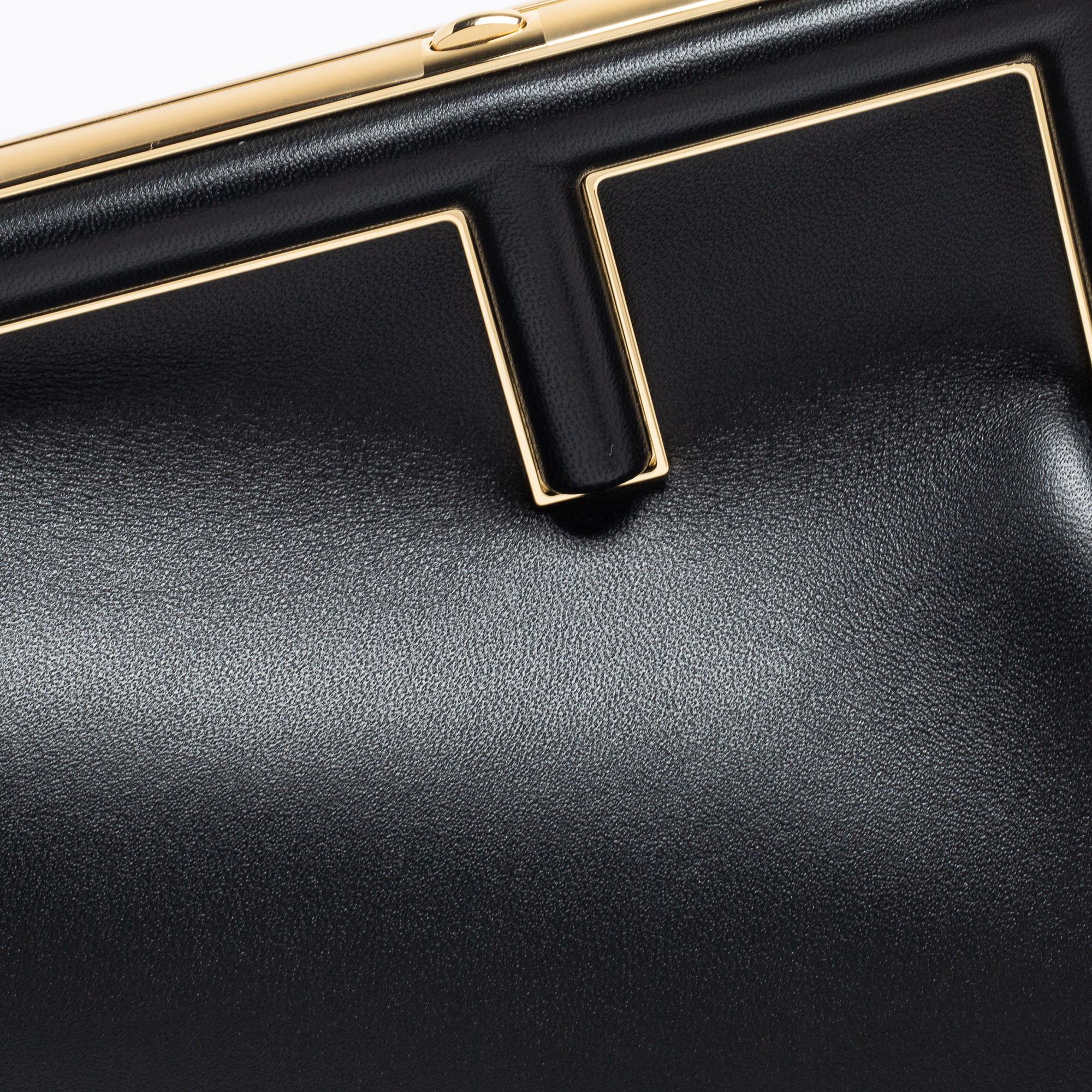 Fendi Black Leather Small Fendi First Shoulder Bag In New Condition In Dubai, Al Qouz 2