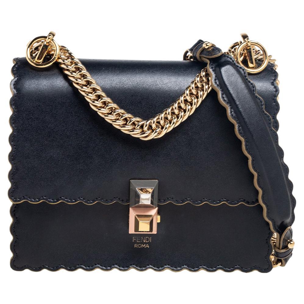 Fendi Wallet On Chain With Pouches Mini Leather In Black - Praise