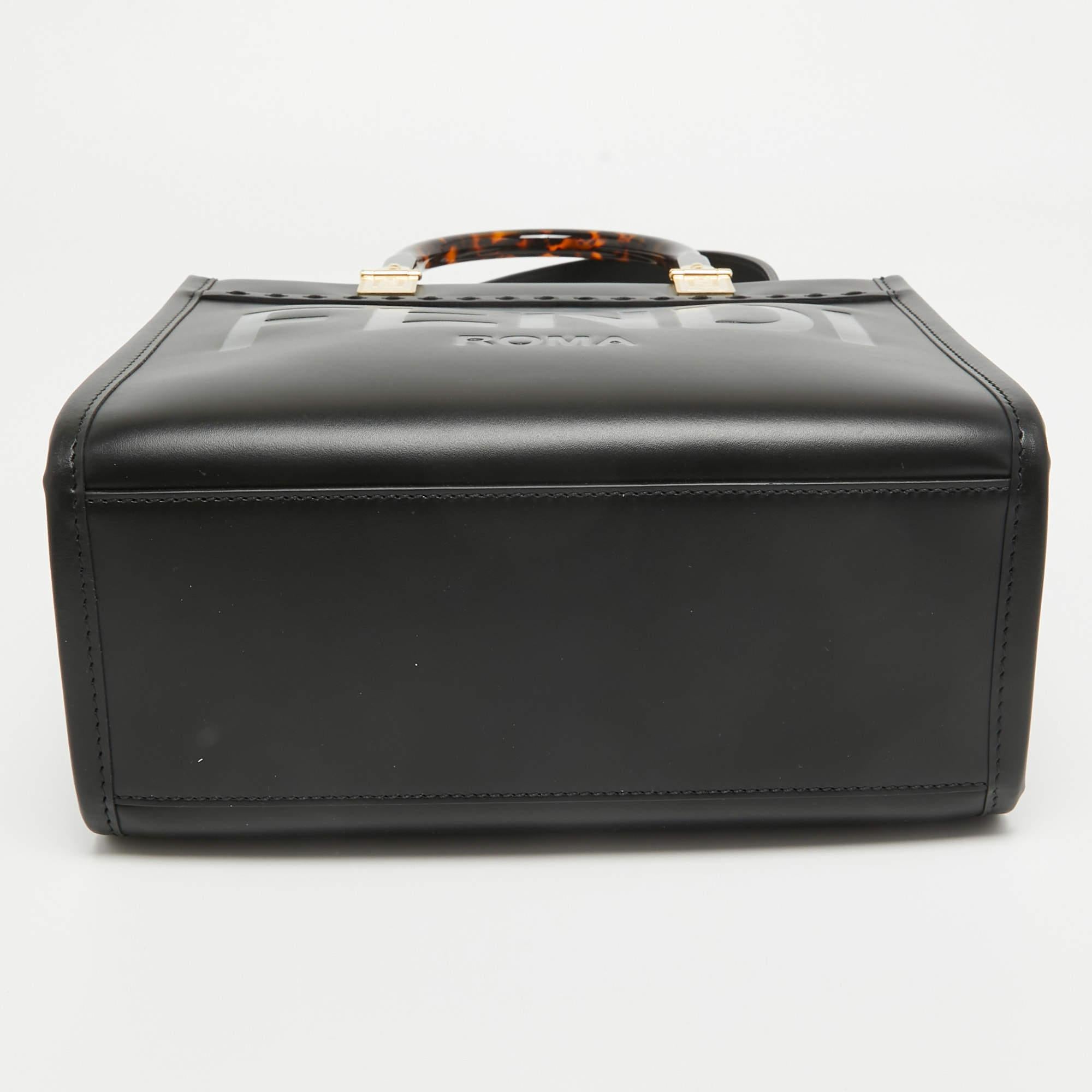 Fendi Black Leather Small Sunshine Tote For Sale 6