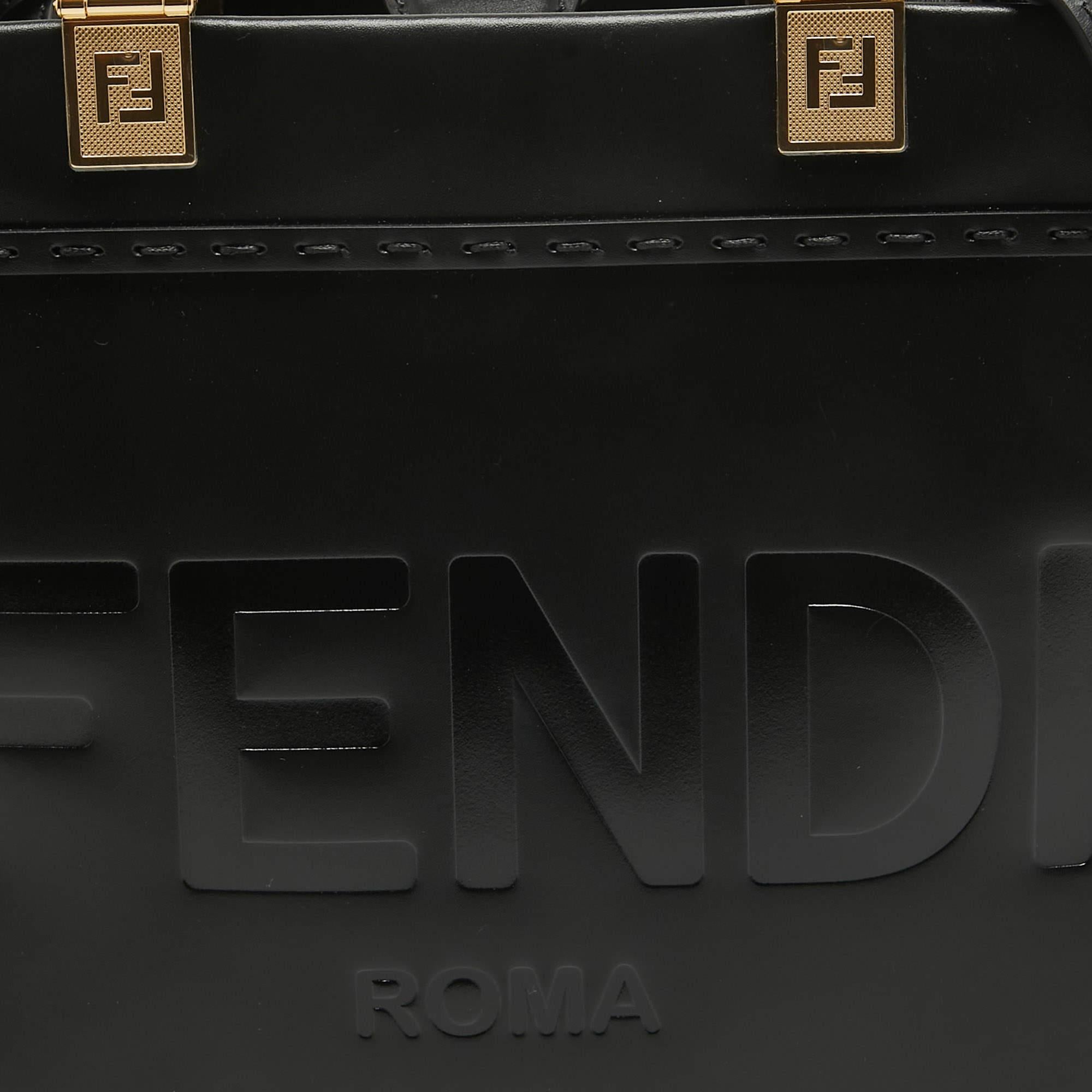 Fendi Black Leather Small Sunshine Tote For Sale 5