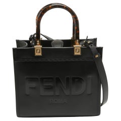 Fendi - Petit fourre-tout en cuir noir Sunshine