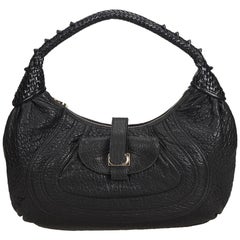 Fendi Black Leather Spy Hobo Bag
