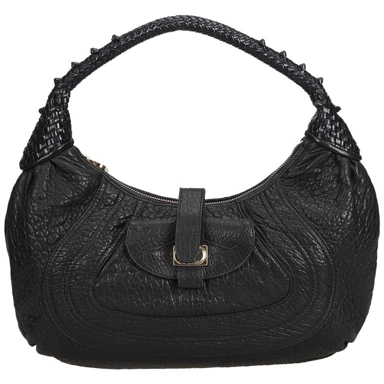 Fendi Black Leather Spy Hobo Bag For Sale at 1stdibs