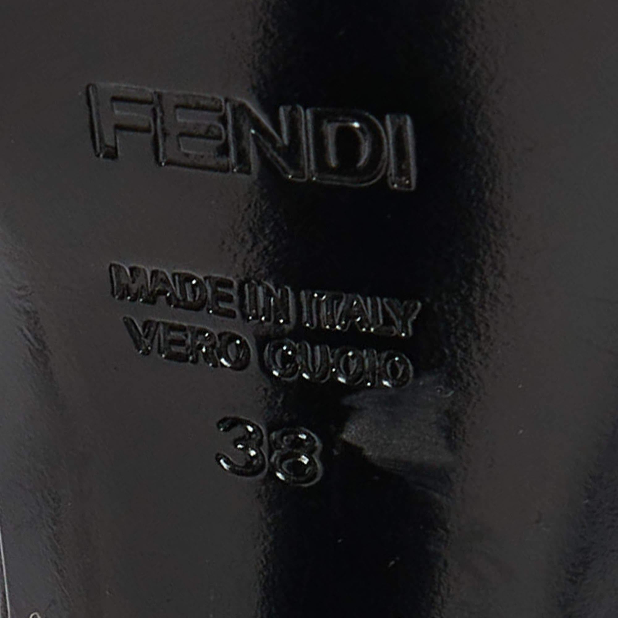 Fendi Black Leather Strappy Platform Sandals Size 38 For Sale 4