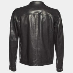 Fendi Black Leather Studded Biker Jacket L