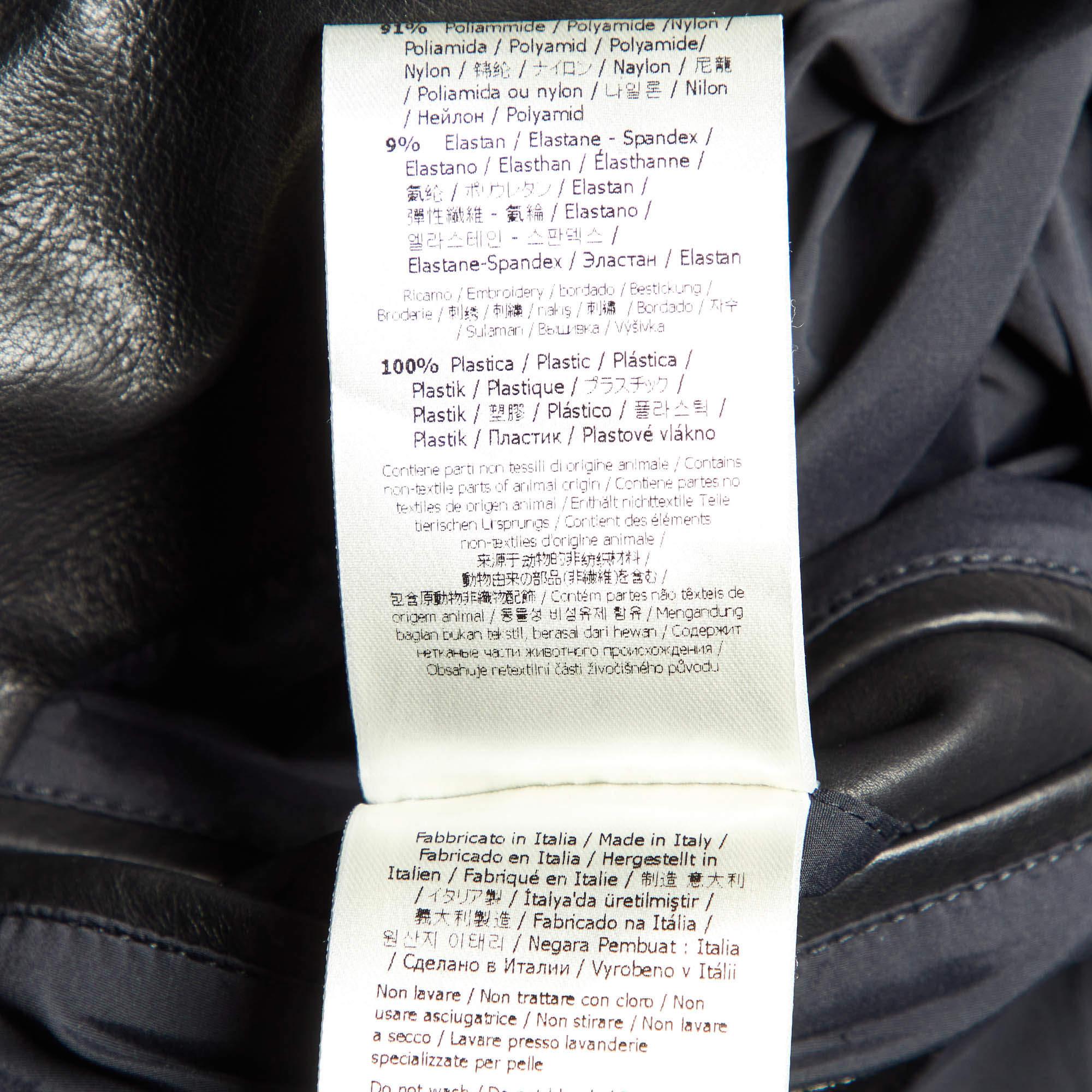 Fendi Black Leather Studded Biker Jacket L For Sale 3