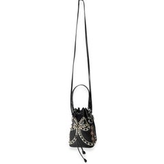 Fendi Black Leather Studded Bow Mon Tresor Bucket Bag