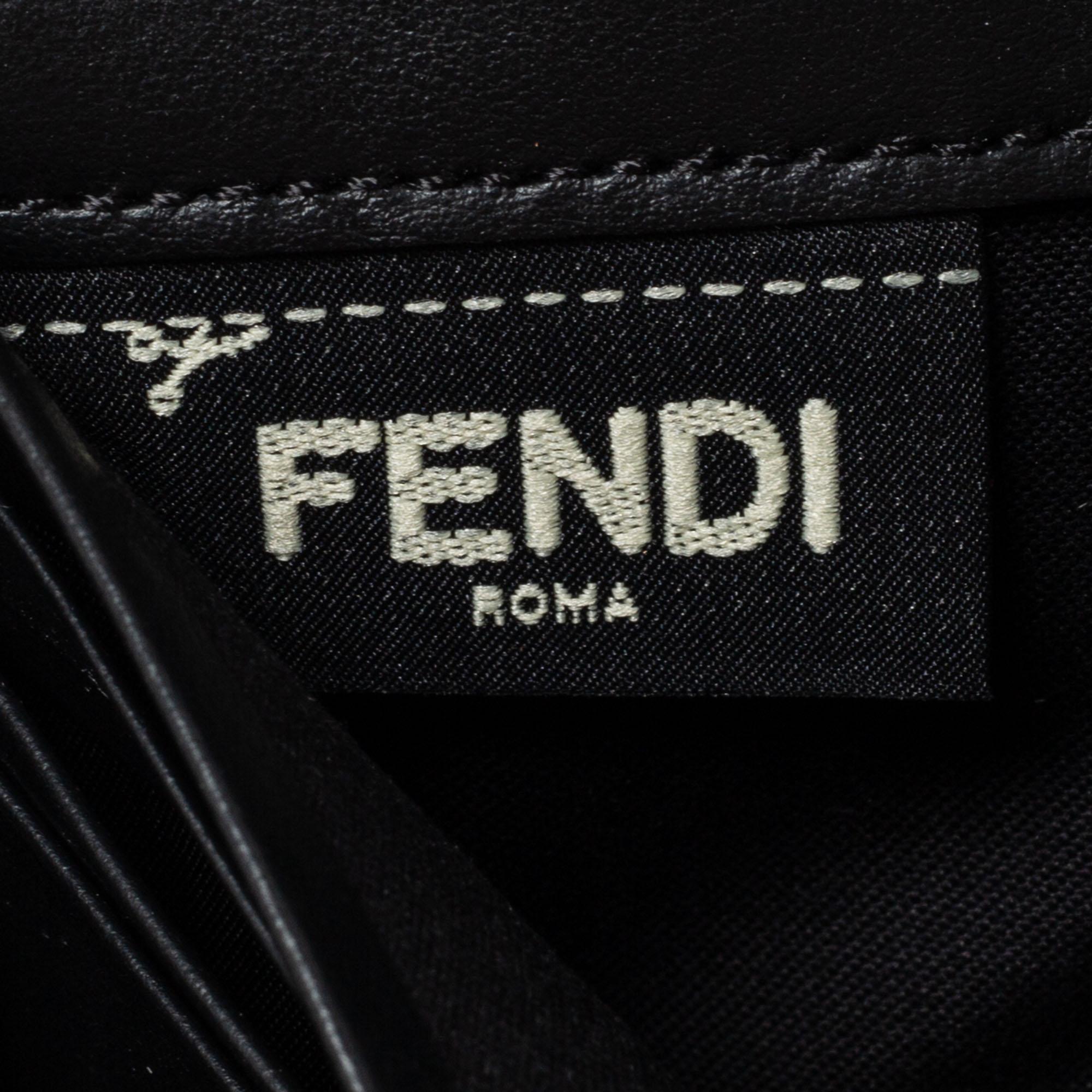 Fendi Black Leather Studded Flap Wallet On Chain 7