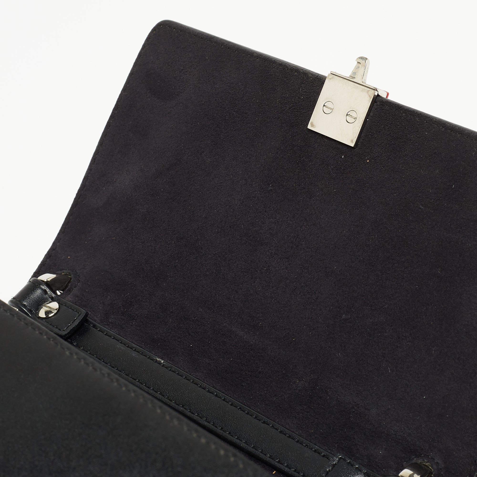 Fendi Black Leather Studded Mini Kan I Shoulder Bag For Sale 7