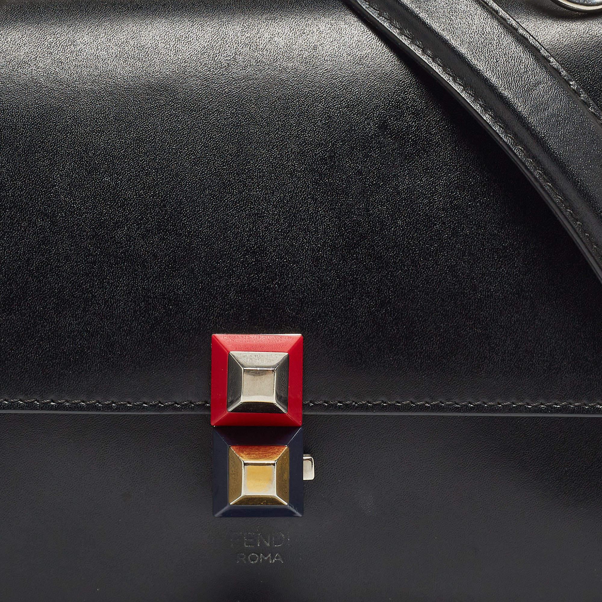 Fendi Black Leather Studded Mini Kan I Shoulder Bag For Sale 14