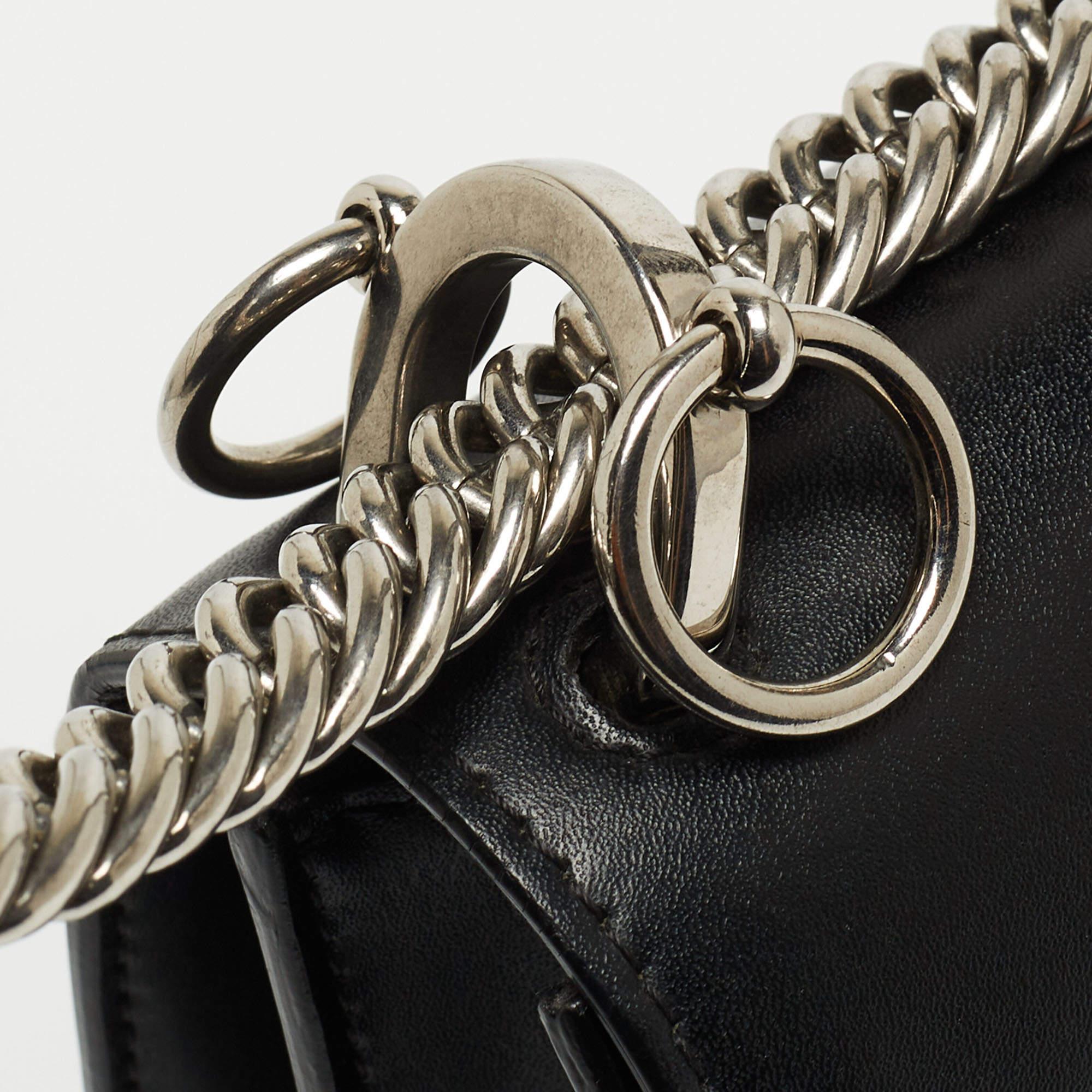 Fendi Black Leather Studded Mini Kan I Shoulder Bag For Sale 16