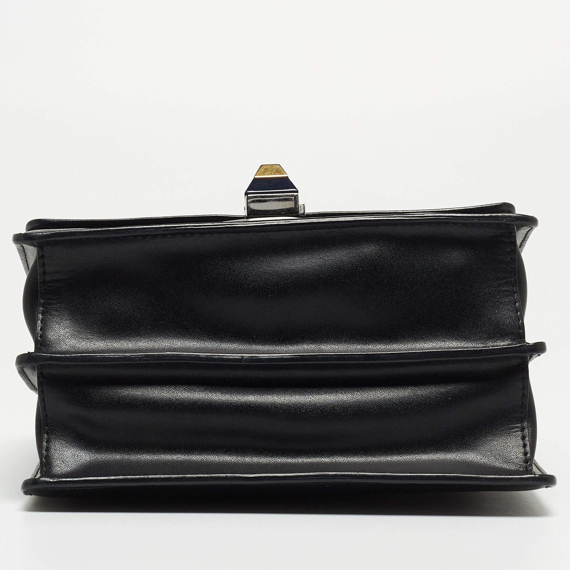 Women's Fendi Black Leather Studded Mini Kan I Shoulder Bag For Sale