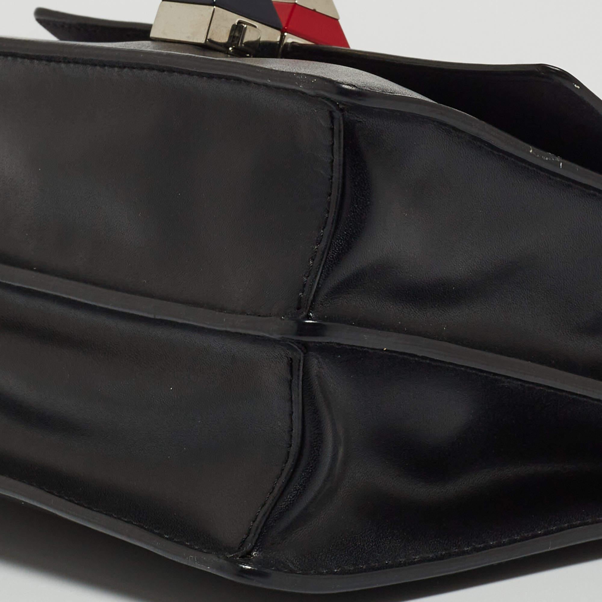 Fendi Black Leather Studded Mini Kan I Shoulder Bag For Sale 2