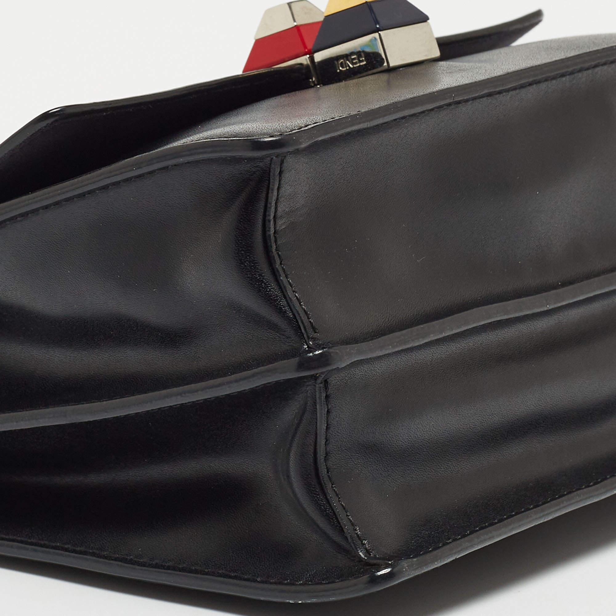 Fendi Black Leather Studded Mini Kan I Shoulder Bag For Sale 3