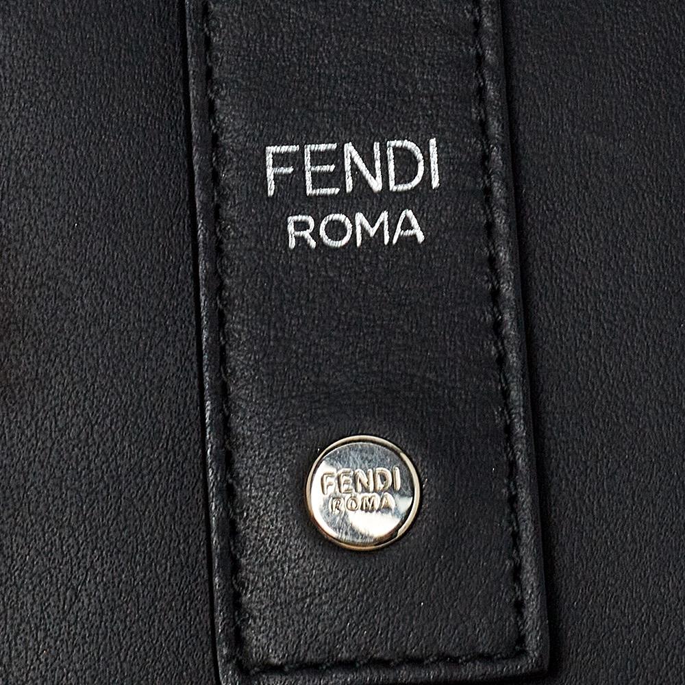Women's Fendi Black Leather Studded Monster Luggage Charm For Sale