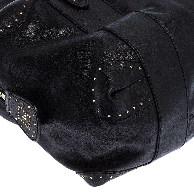 Fendi Black Leather Studded Satchel 4