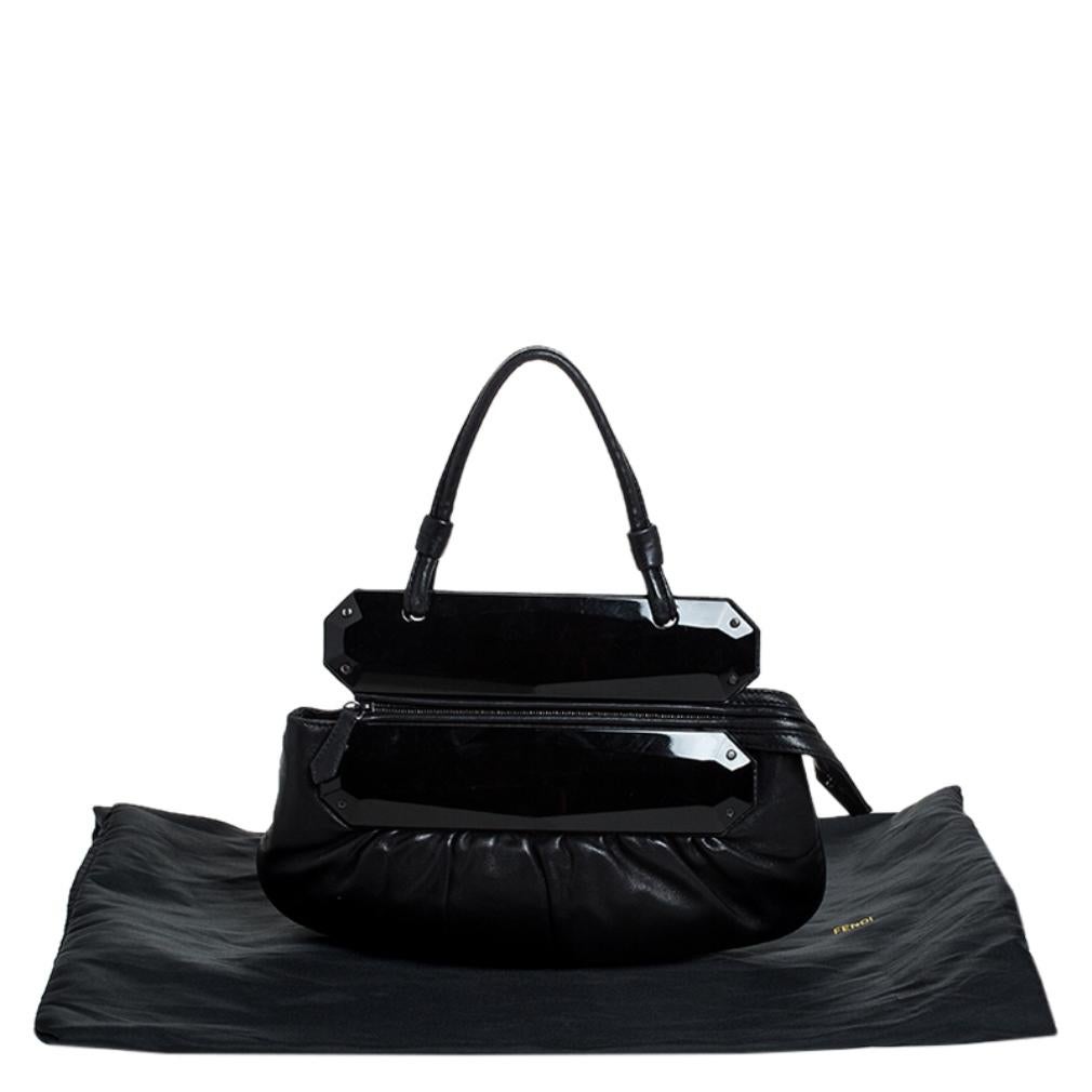 Fendi Black Leather To You Convertible Clutch 4