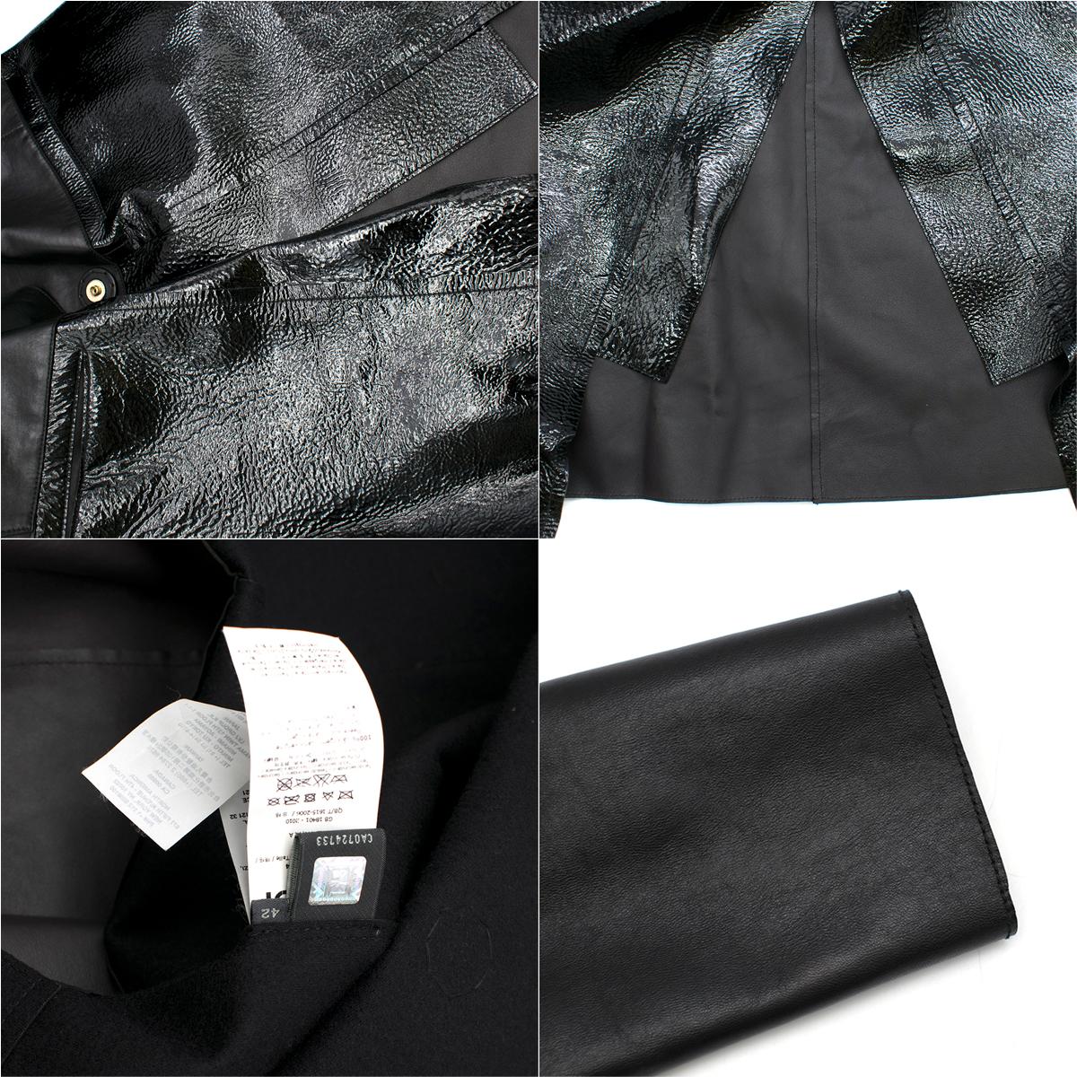 Fendi Black Leather Two Toned Coat - Size US 6 6