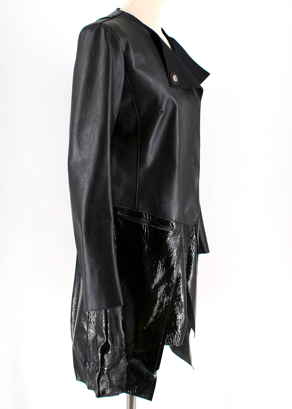 Women's Fendi Black Leather Two Toned Coat - Size US 6