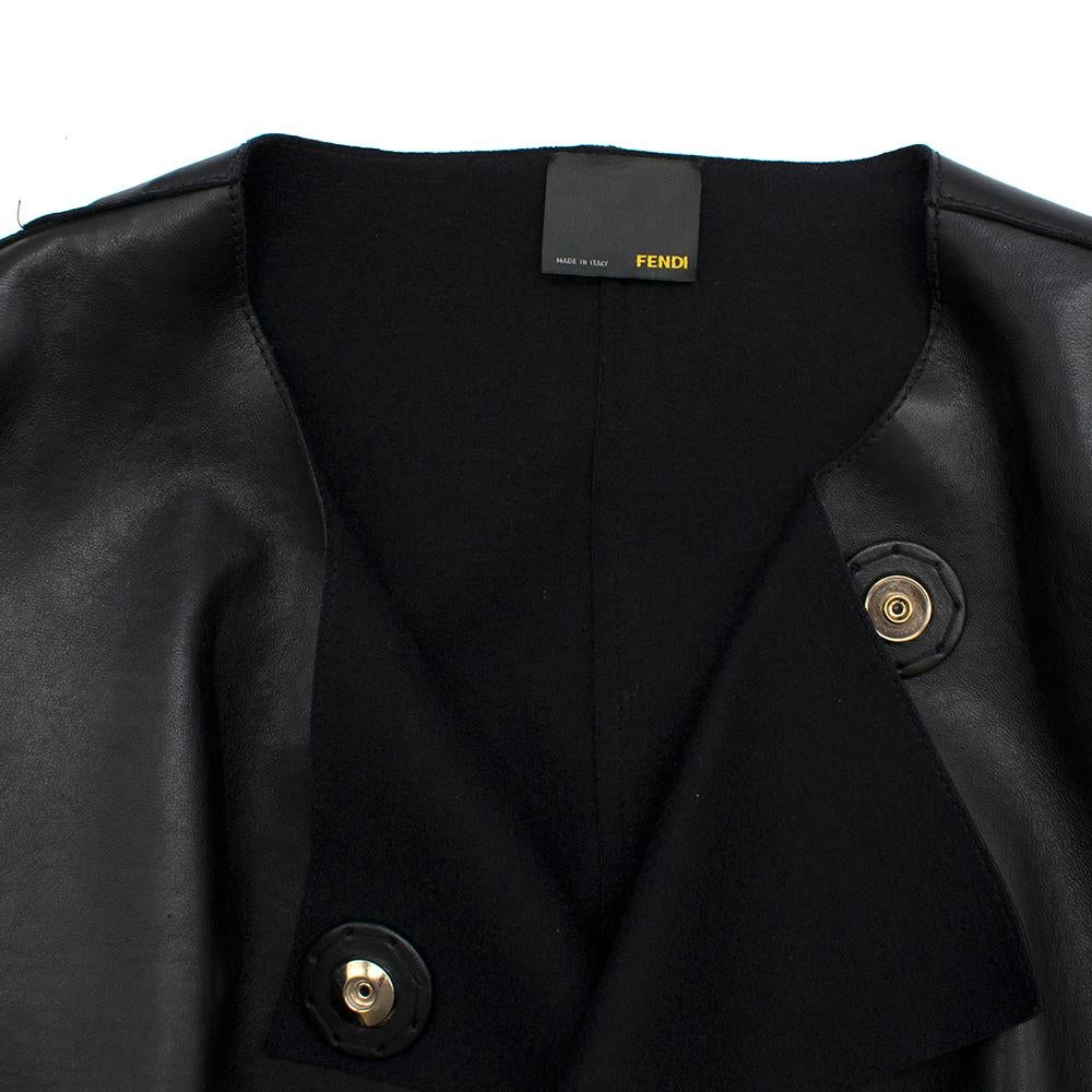 Fendi Black Leather Two Toned Coat - Size US 6 2