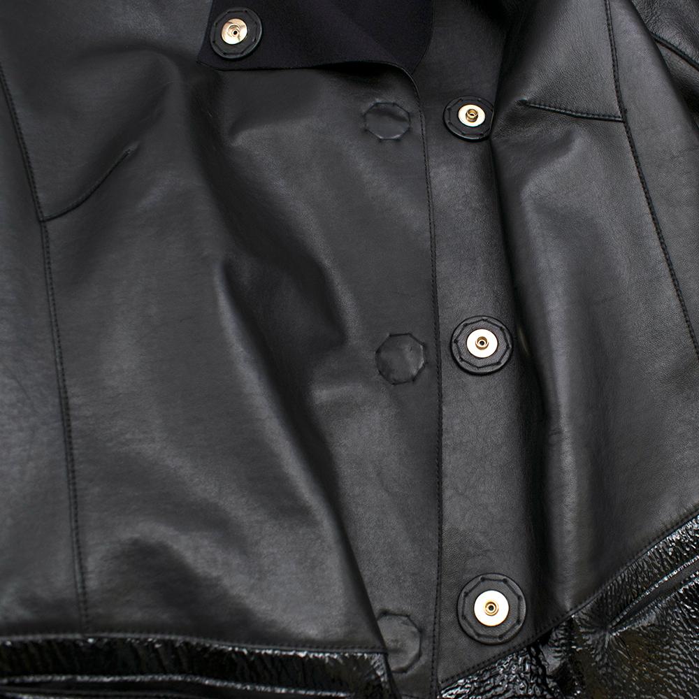 Fendi Black Leather Two Toned Coat - Size US 6 5