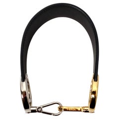 Fendi Black Leather Two-Toned Logo Small Bag Strap