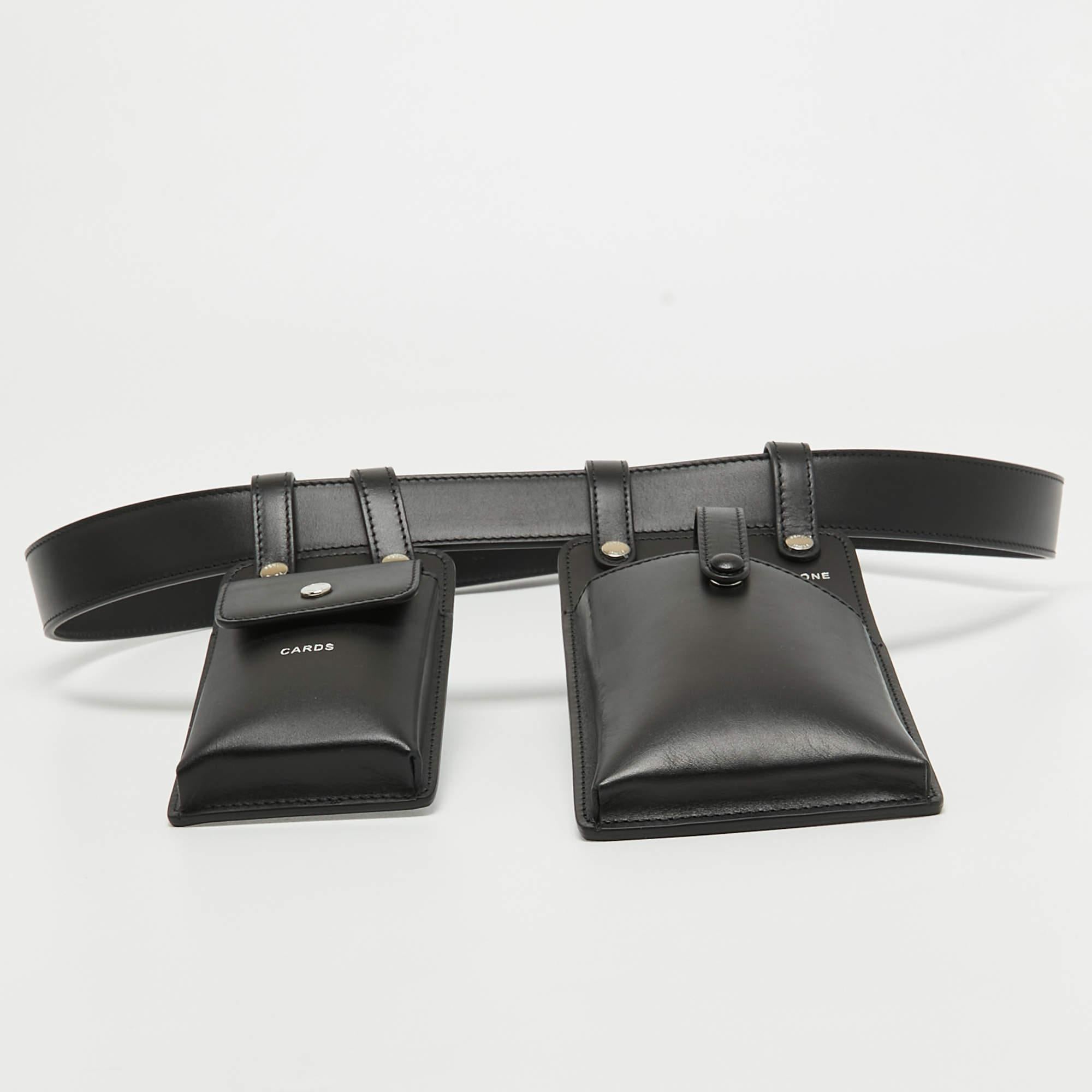 Women's Fendi Black Leather Utility Pouch Belt Bag For Sale
