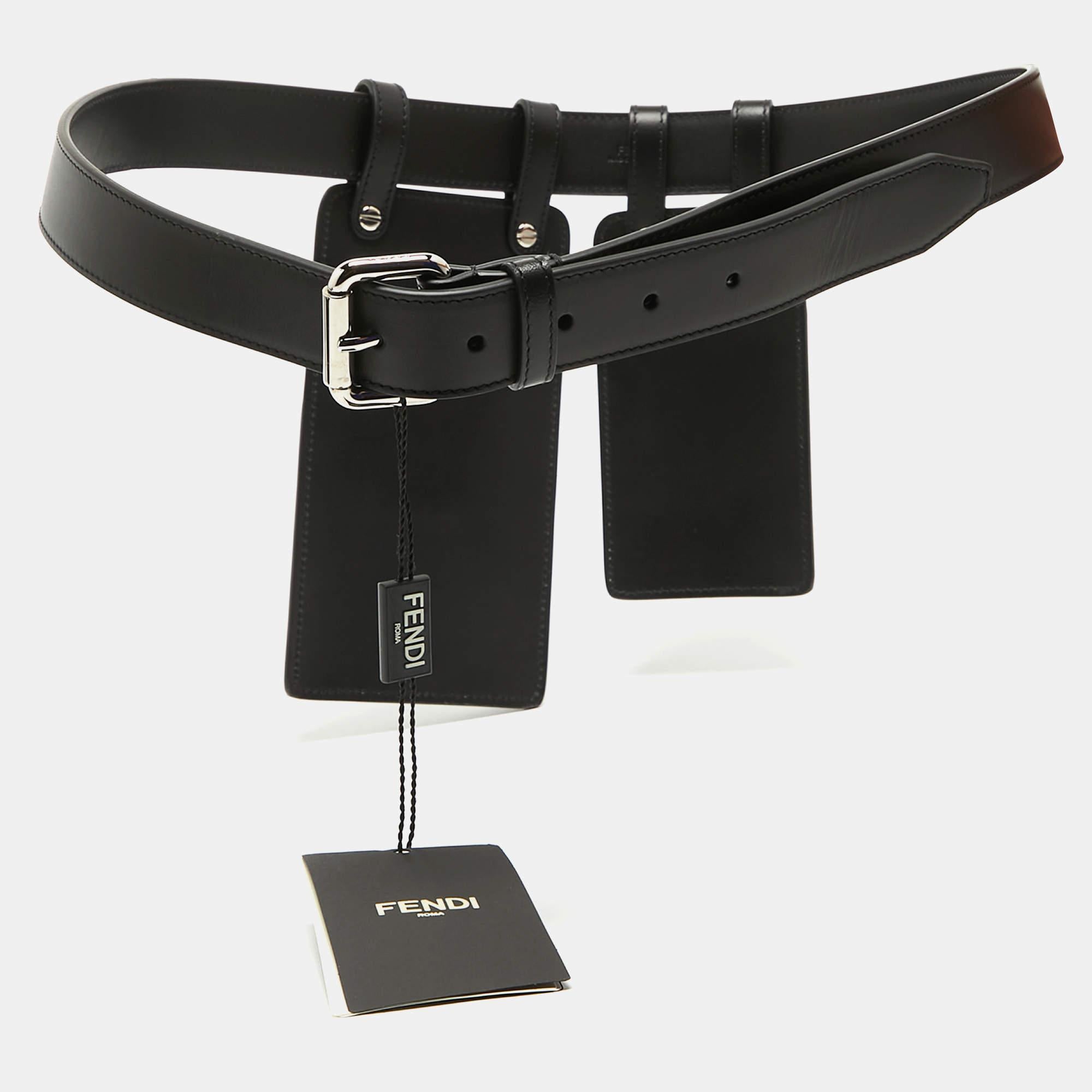 Fendi Black Leather Utility Pouch Belt Bag For Sale 1