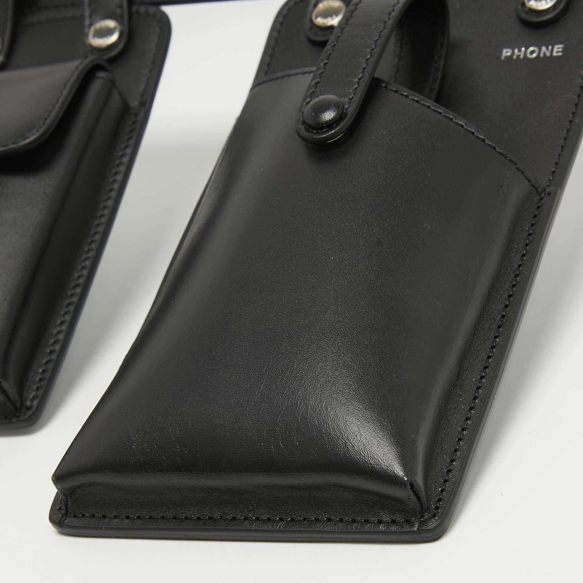 Fendi Black Leather Utility Pouch Belt Bag For Sale 3