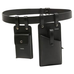 Used Fendi Black Leather Utility Pouch Belt Bag