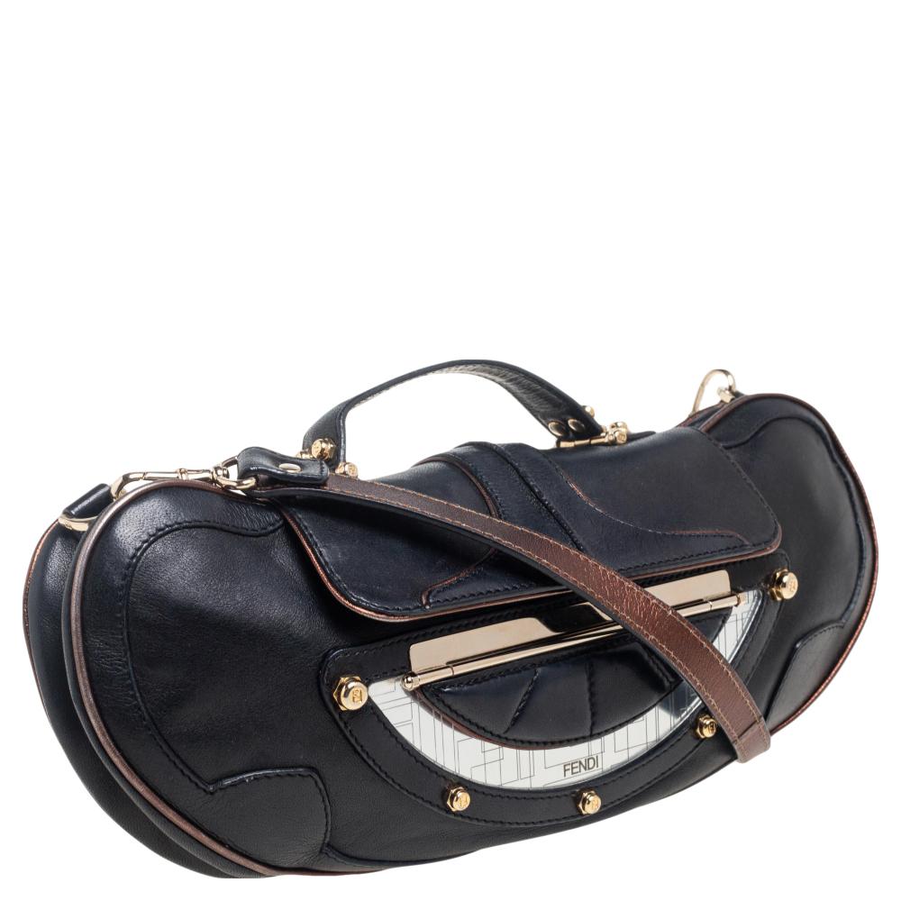 Fendi Black Leather Vanity Shoulder Bag In Good Condition In Dubai, Al Qouz 2