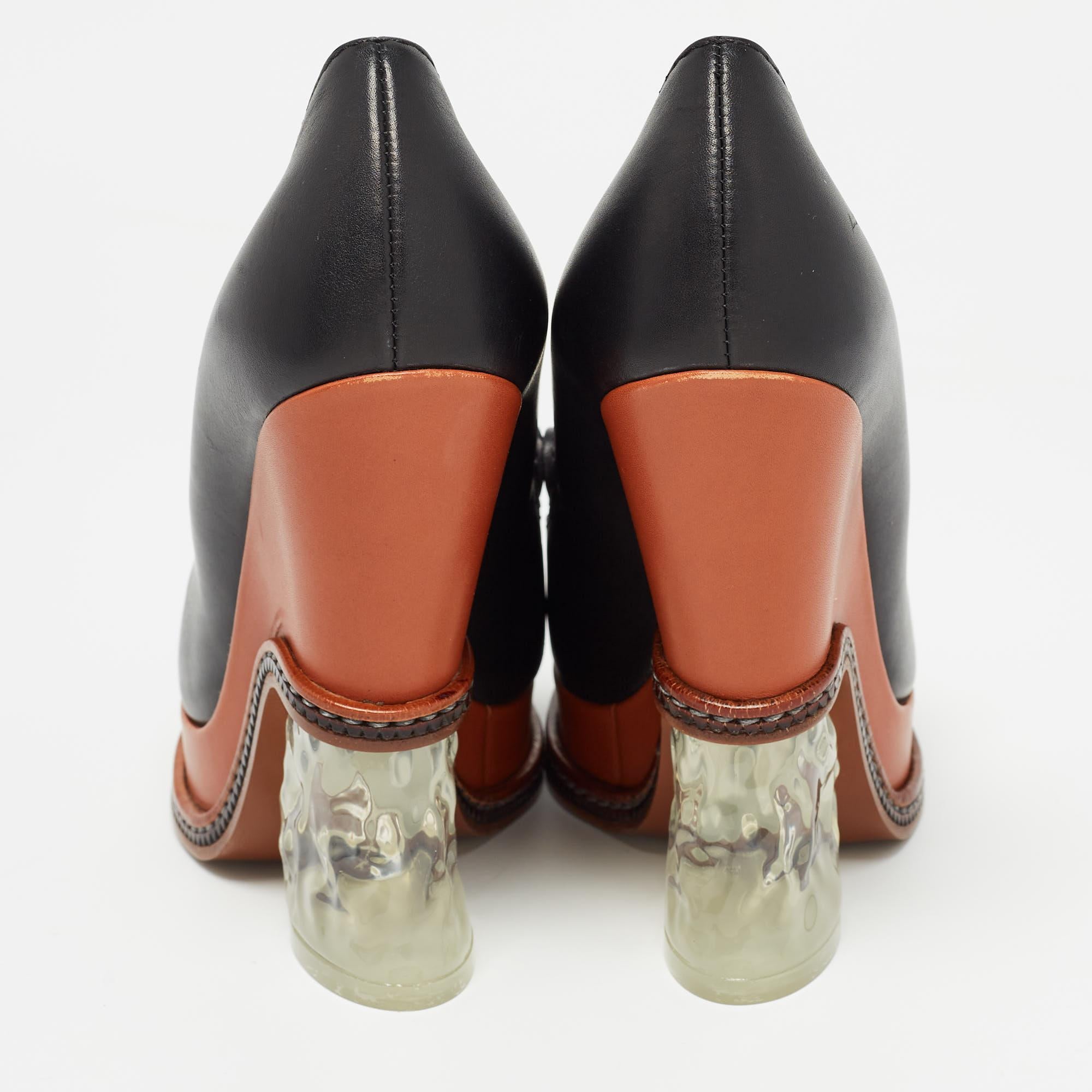 Fendi - Escarpins à talon compensé en cuir noir - Taille 36 Pour femmes en vente