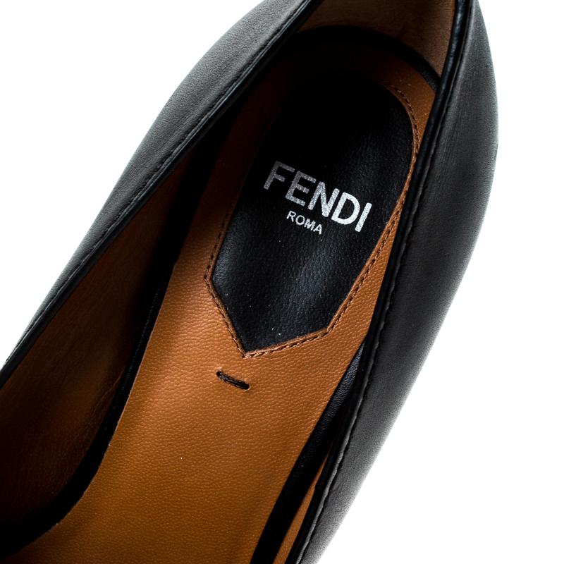 Fendi Black Leather Wedge Platform Pumps Size 36 2