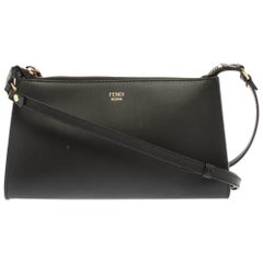 Fendi Black Leather Zip Crossbody Bag