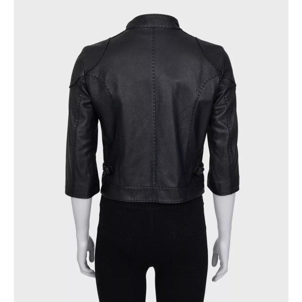Nero Fendi - Giacca con zip in pelle nera - IT42 / M. in vendita