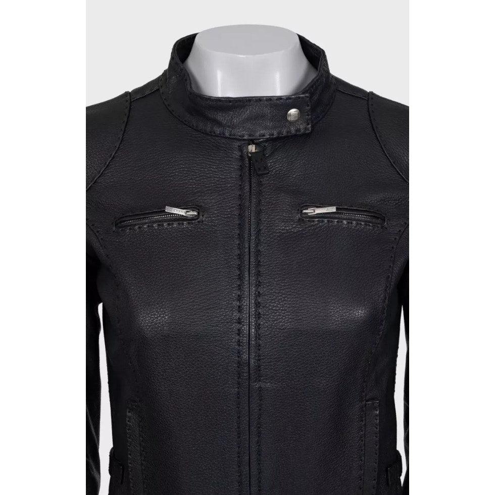 Fendi - Giacca con zip in pelle nera - IT42 / M. In condizioni buone in vendita a Krakow, PL
