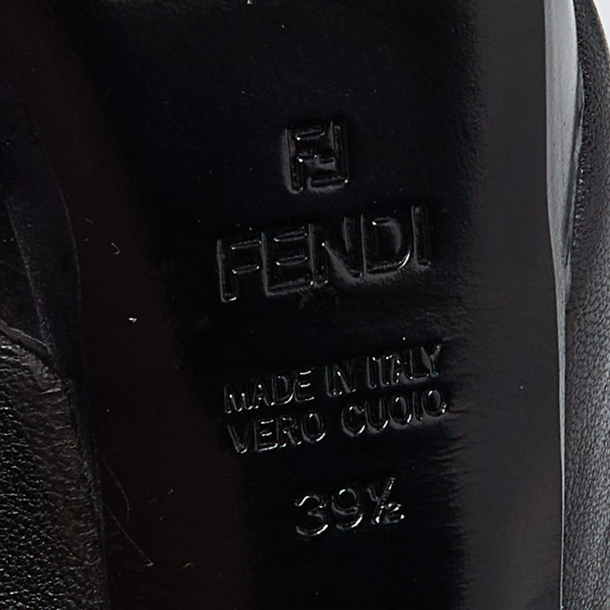 Fendi Black Leather Zipped Heel Mule Size 39.5 3