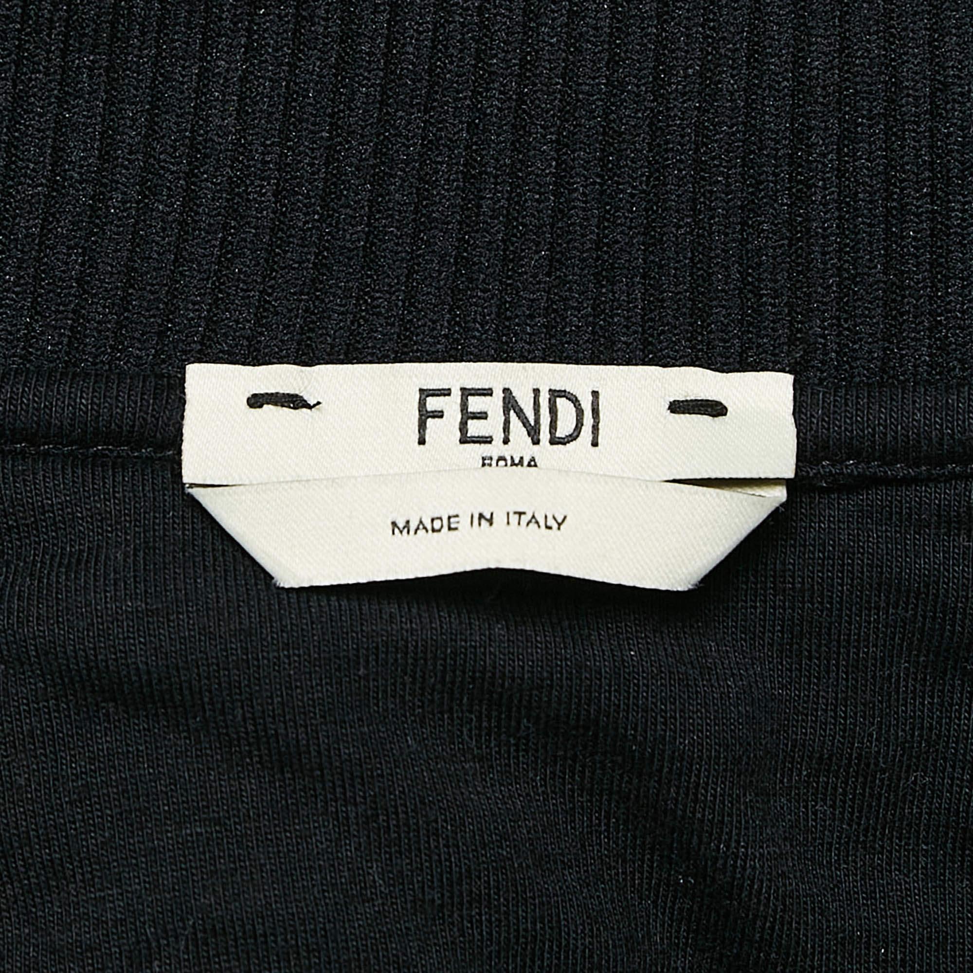 Donna Fendi Giacca nera con logo applicato e zip sul davanti M. I. in vendita