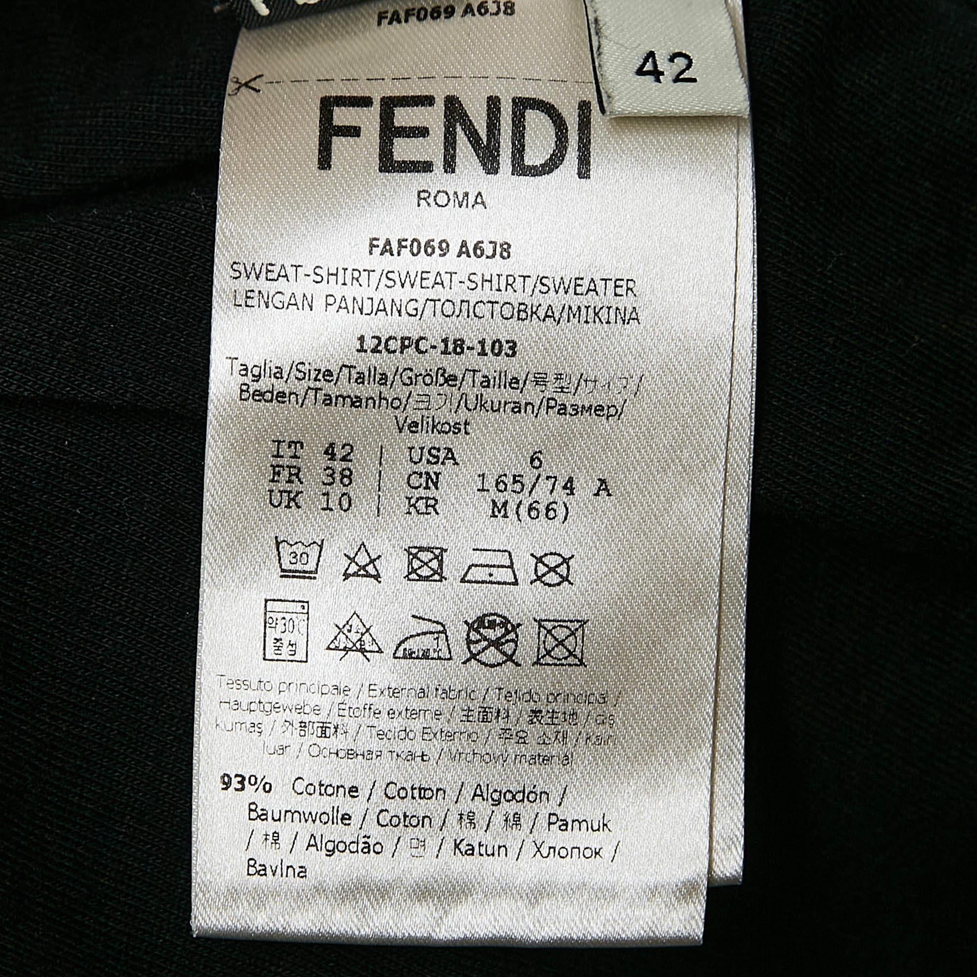 Fendi Giacca nera con logo applicato e zip sul davanti M. I. in vendita 1