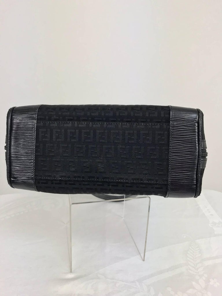 Fendi black logo canvas and leather handbag 1970s at 1stDibs