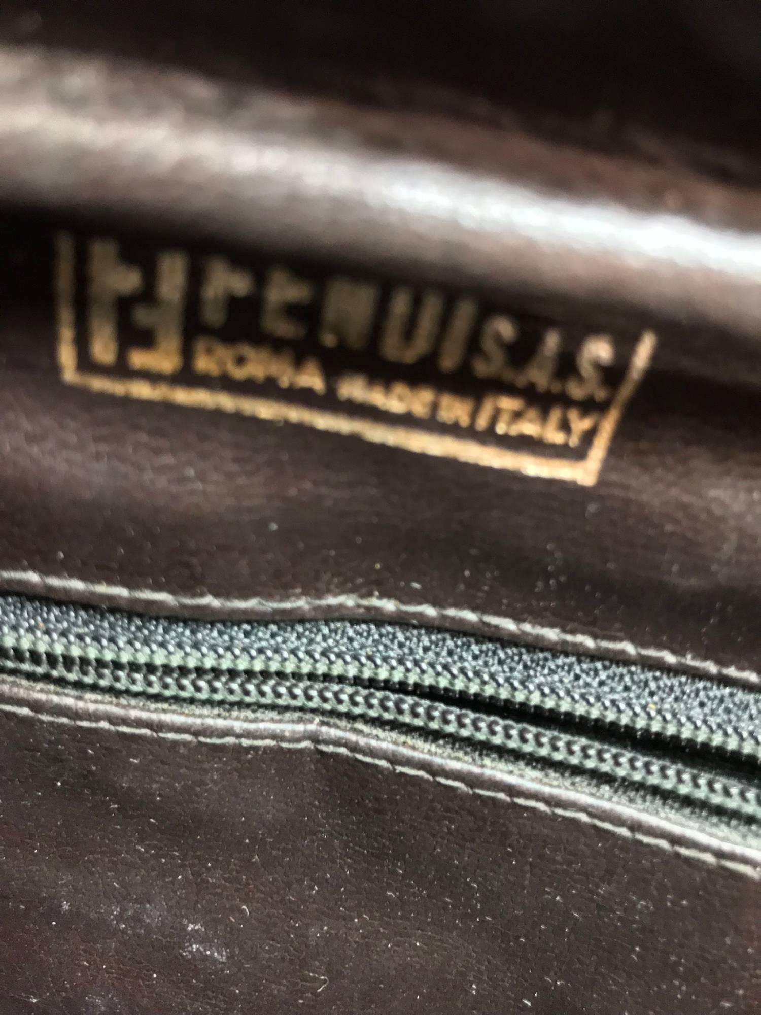 Fendi black logo canvas and leather handbag 1970s 1