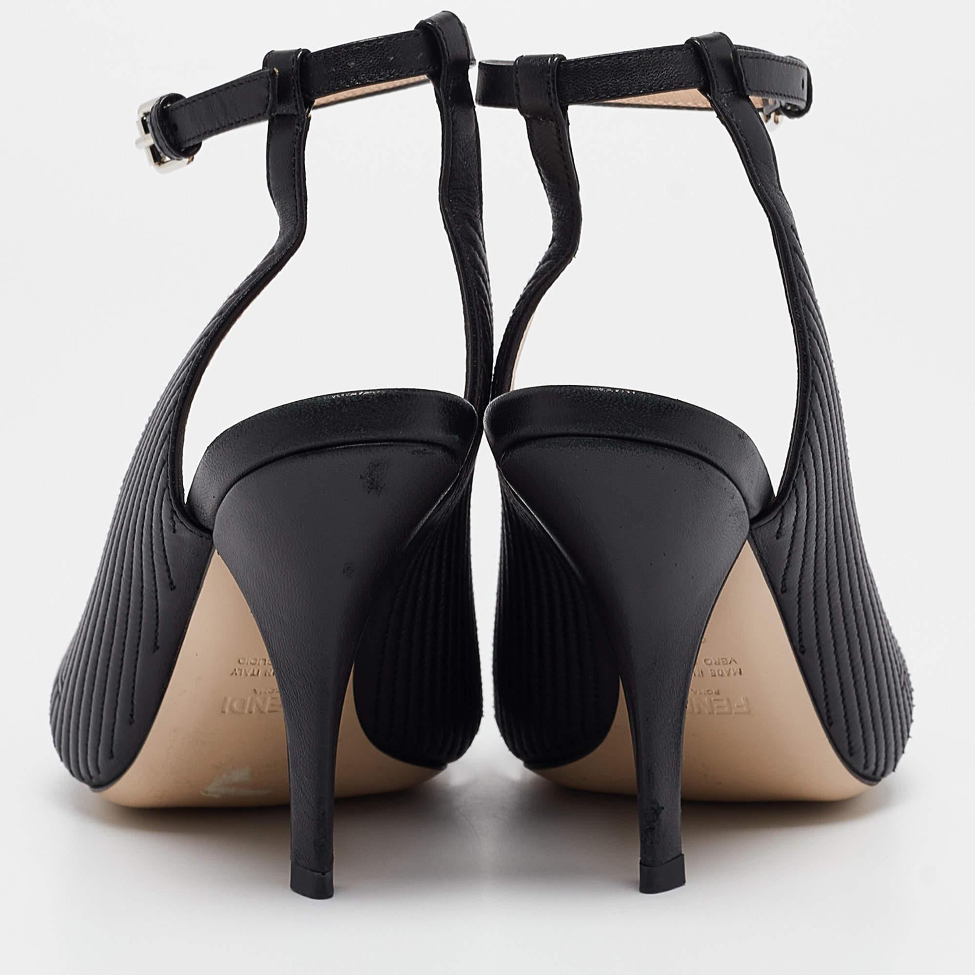 De las mujeres Fendi Sandalias Tobilleras de Piel con Logotipo en Relieve Negras Talla 37 en venta