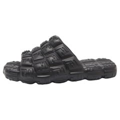 Fendi Black Logo Embossed Rubber Cloud Slides Size 44