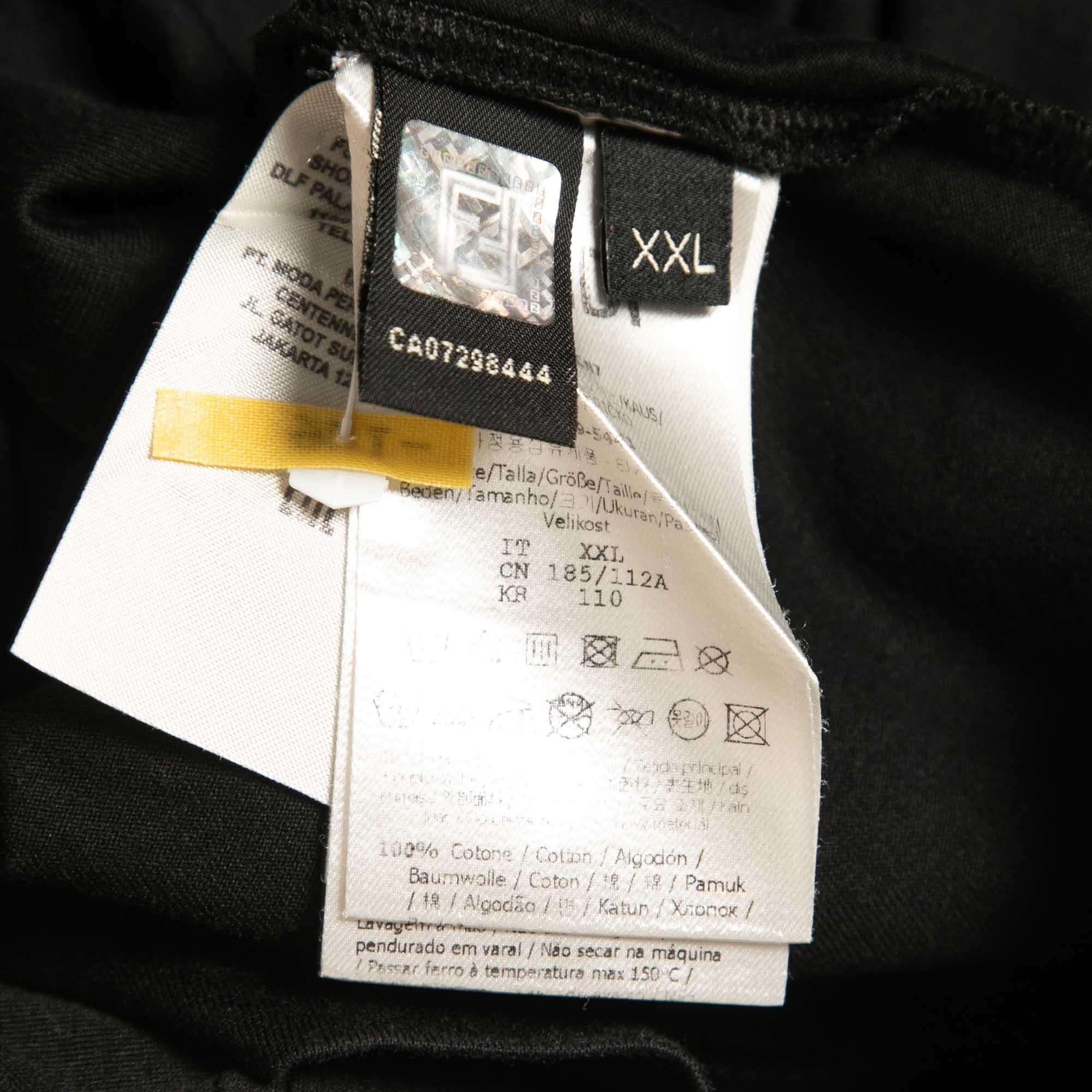 Fendi Black Logo Embroidered Cotton Half Sleeve T-Shirt XXL 2