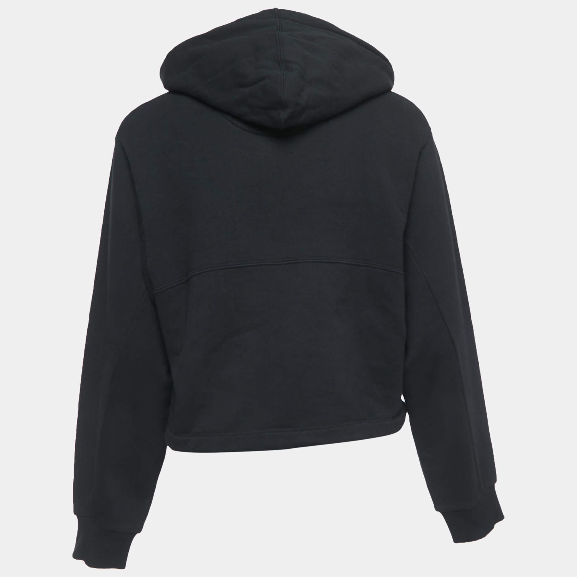 Fendi Sudadera con capucha de algodón negra con logo XS Negro en venta