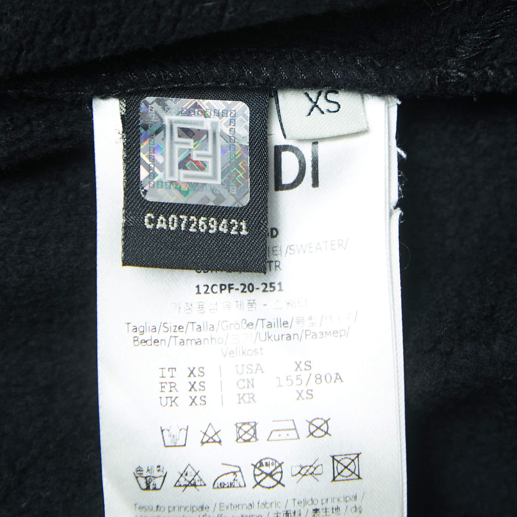 De las mujeres Fendi Sudadera con capucha de algodón negra con logo XS en venta