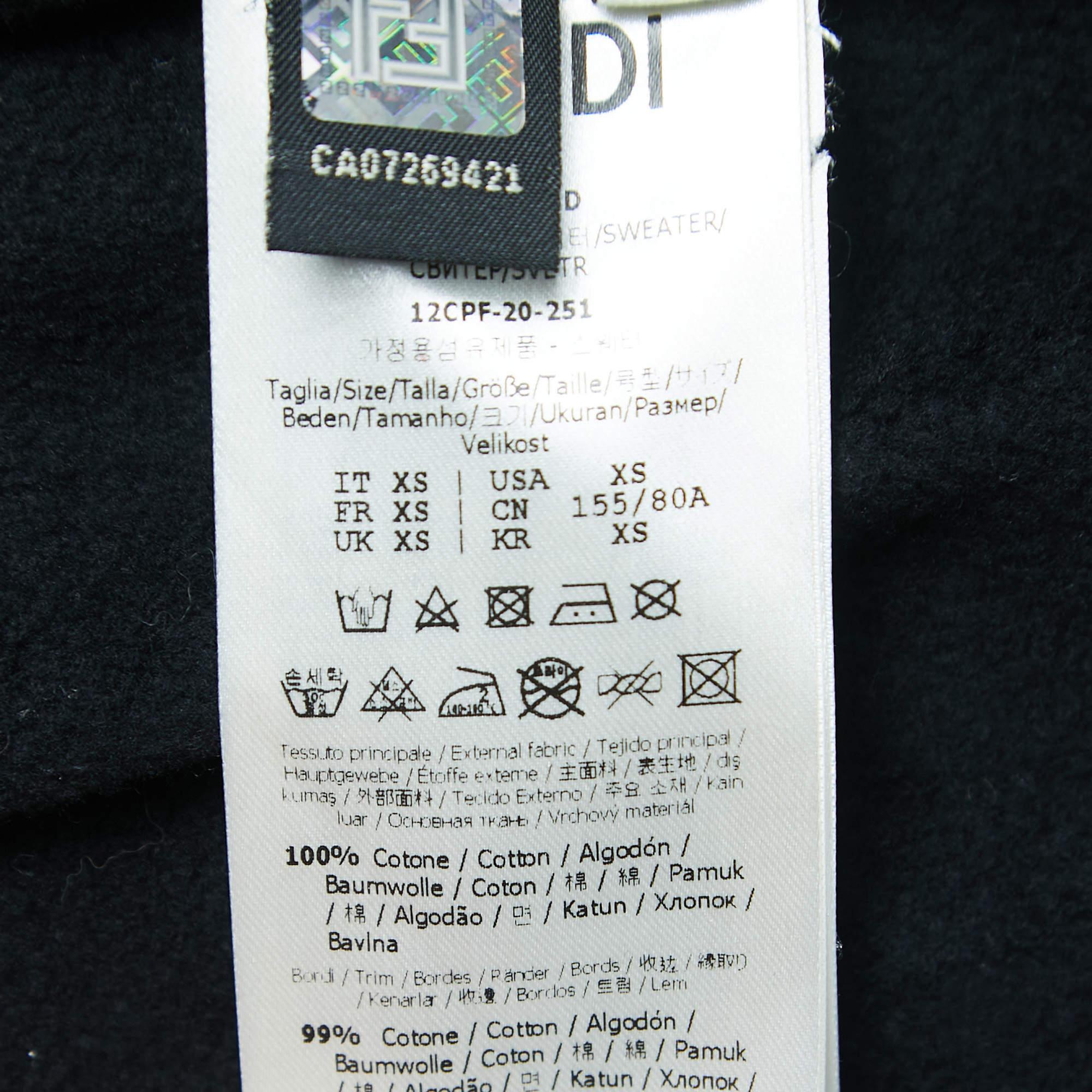 Fendi Sudadera con capucha de algodón negra con logo XS en venta 1